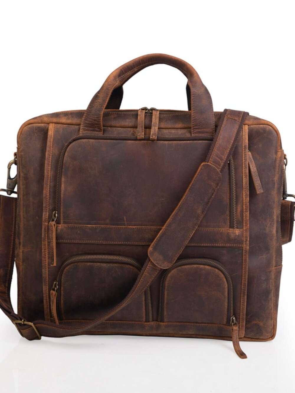Genuine Leather Duffle Bag 18 Inch Laptop Bag Travel Bag Gift for Men and Women - Picture 2 of 4